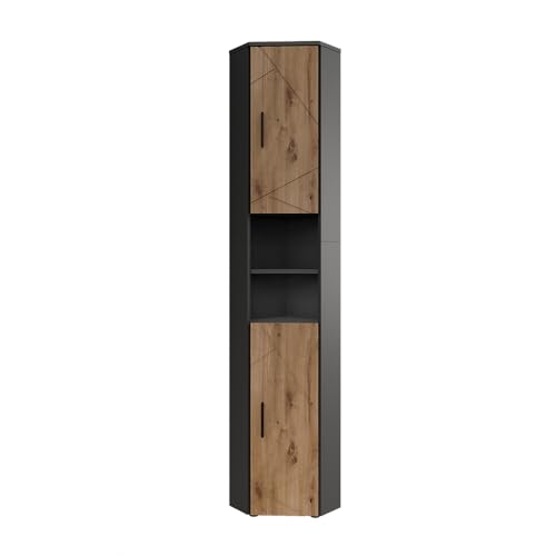 Vicco Hochschrank Irma, Anthrazit/Artisan, 33 x 192 cm mit 2 Türen von Vicco
