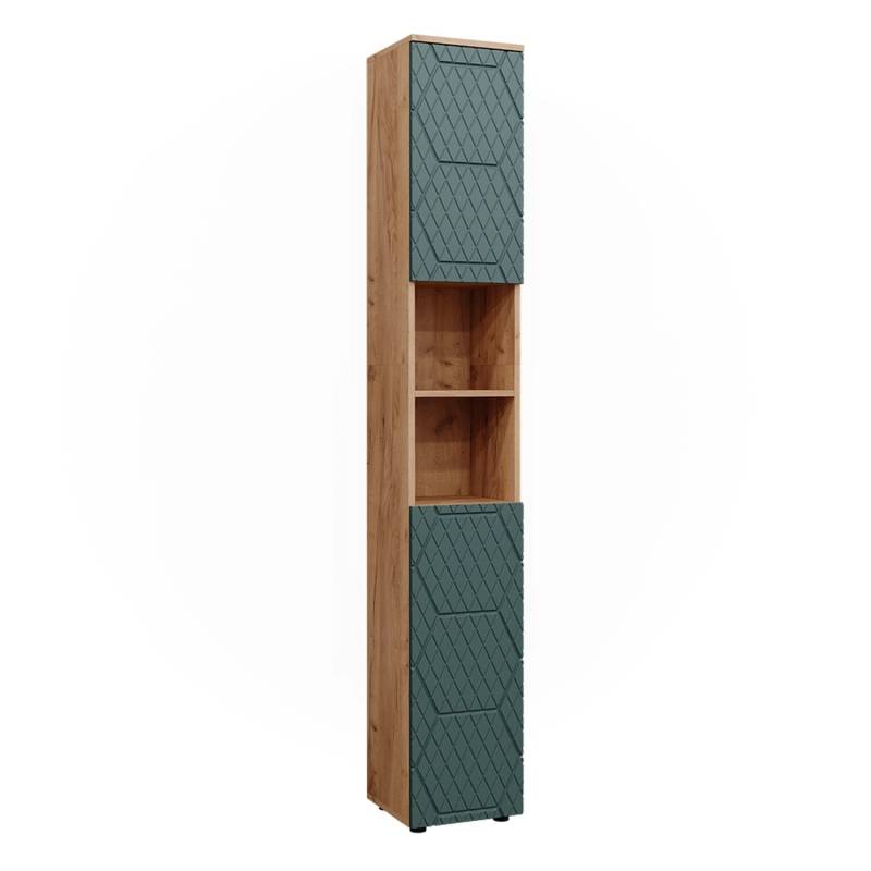 Vicco Badschrank Irma Goldkraft Eiche/Grün 30 x 192 cm von Vicco