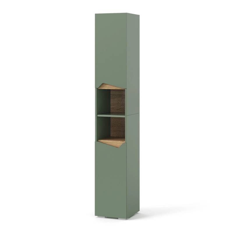 Vicco Badschrank Marelle Grün/Artisan 30 x 180 cm mit Türen und Offenen Fächern von Vicco