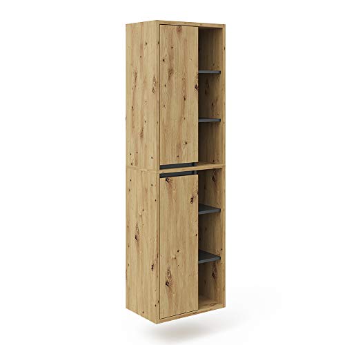 Vicco Badschrank Artisan-Eiche Viola 50x170x33 cm - Wäscheschrank, Leichte Reinigung des Bodens Dank wandhängender Montage von Vicco