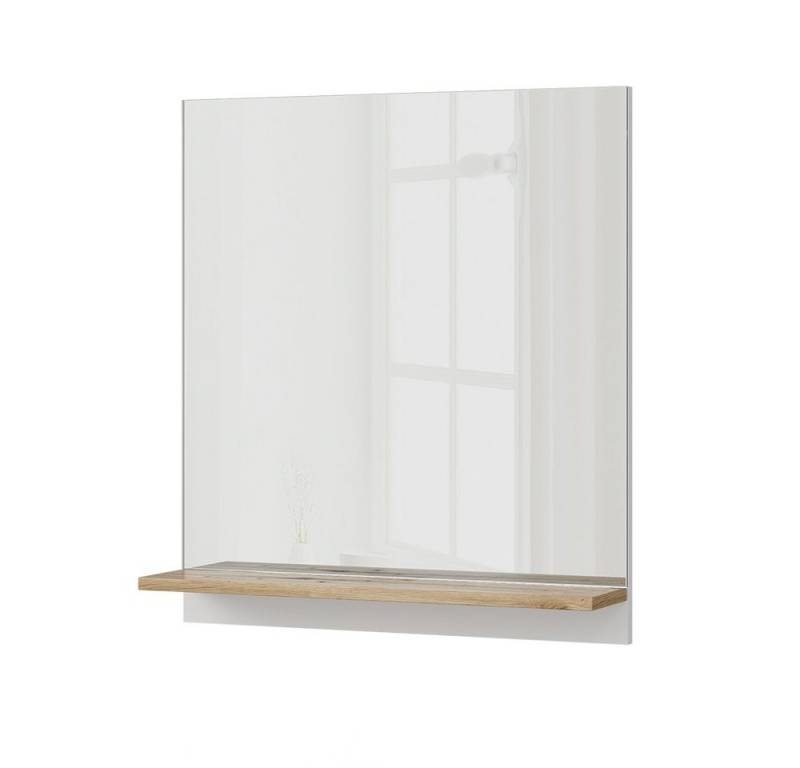 Vicco Badspiegel Marelle, Weiß/Artisan-Eiche, 60 x 67 cm mit Regal von Vicco