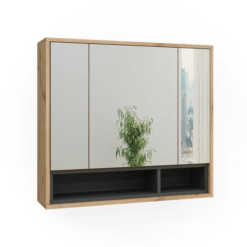 Vicco Badspiegelschrank Beatrice Eiche/Anthrazit 80 x 72 cm von Vicco