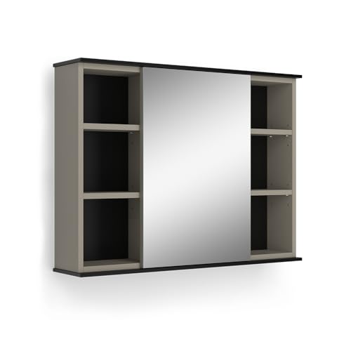 Vicco Badspiegelschrank Greige Joli 80x60x17 cm - Badezimmerschrank mit Spiegel, Praktische Ablage für Handtücher, Putzmittel & Pflegeprodukte Vicco Badspiegelschrank Greige Joli 80x60x17 cm - Badezimmerschrank mit Spiegel, Praktische Ablage für Handtücher, Putzmittel & Pflegeprodukte von Vicco