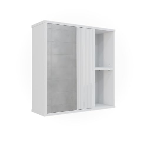 Vicco Badspiegelschrank Leano, Badezimmerspiegel, Weiß, 60 x 60 cm von Vicco