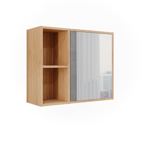 Vicco Badspiegelschrank Bambus Lucie 54x45x20 cm - Badezimmerschrank mit Spiegel, Kombination aus offenen Fächern und Türen für Flexible Nutzung Vicco Badspiegelschrank Bambus Lucie 54x45x20 cm - Badezimmerschrank mit Spiegel, Kombination aus offenen Fächern und Türen für Flexible Nutzung von Vicco