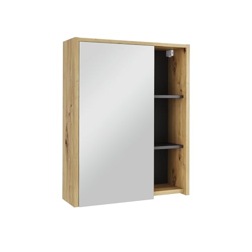 Vicco Badspiegelschrank Viola, Artisan/Grau, 60 x 75 cm mit offenen Regalen von Vicco