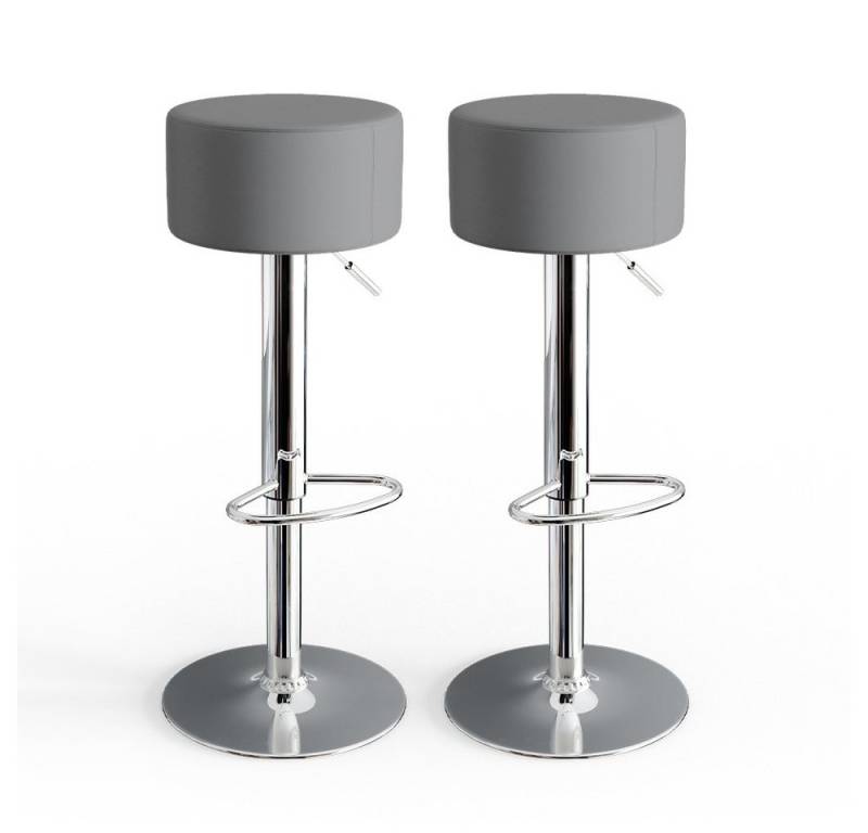 Vicco Barhocker, Grau, 38.5 x 92 cm 2 Teilig (2-er Set), mit Fussstütze von Vicco