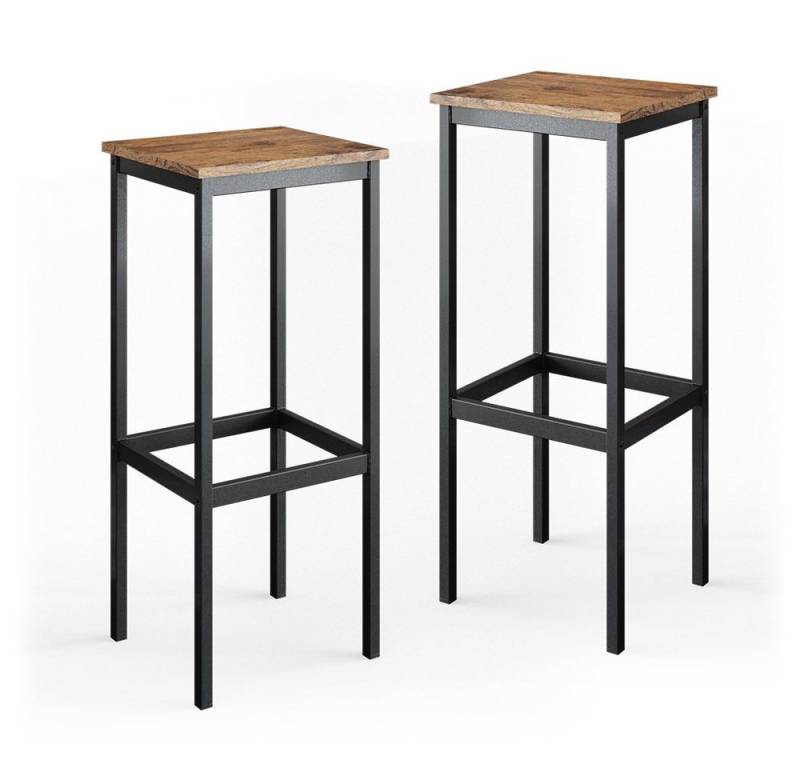 Vicco Barhocker Fyrk, Eiche rustikal/Schwarz, 32 x 78 cm 2 Teile (2-er Set), mit Fussstütze von Vicco