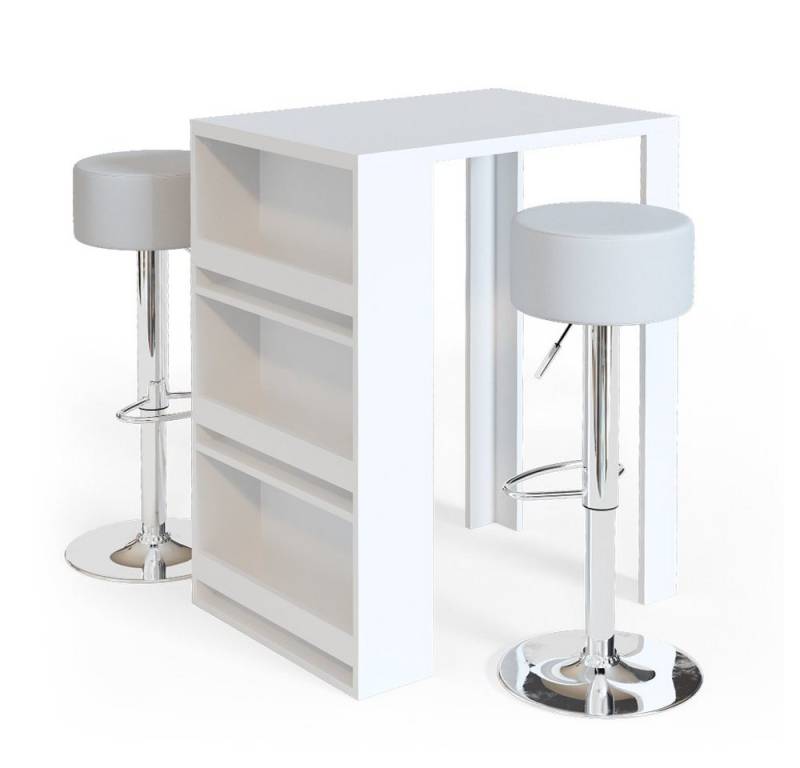 Vicco Bartisch, Weiß, 80 x 57 cm mit 2 Barhockern von Vicco
