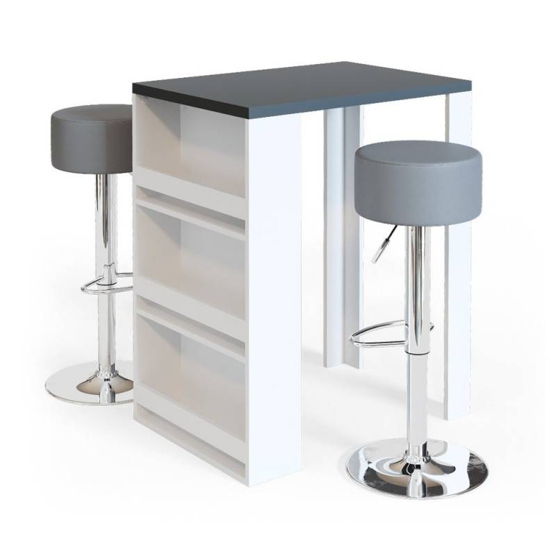 Vicco Bartisch, Weiß/Anthrazit, 80 x 57 cm mit 2 Barhockern von Vicco