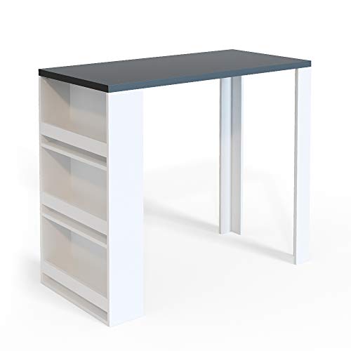 Vicco Bartisch, Bartresen für Esszimmer, Weiß/Anthrazit, 117 x 57 cm mit 3 Fächern von Vicco