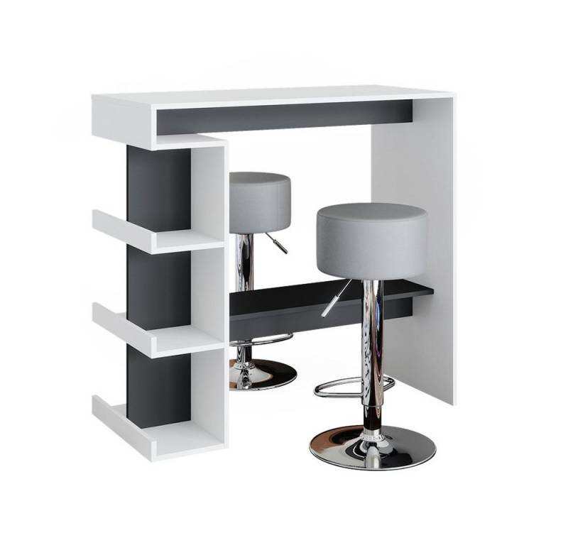 Vicco Bartisch Dana, Weiß/Anthrazit, 108 x 50 cm mit 2 Barhockern Vicco Bartisch Dana, Weiß/Anthrazit, 108 x 50 cm mit 2 Barhockern von Vicco