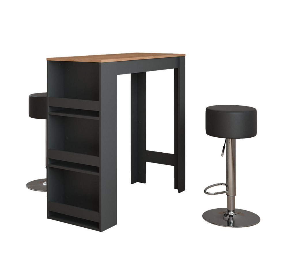 Vicco Bartisch Repose, Anthrazit/Goldkraft Eiche, 45 x 110 cm mit 2 Barhockern Vicco Bartisch Repose, Anthrazit/Goldkraft Eiche, 45 x 110 cm mit 2 Barhockern von Vicco