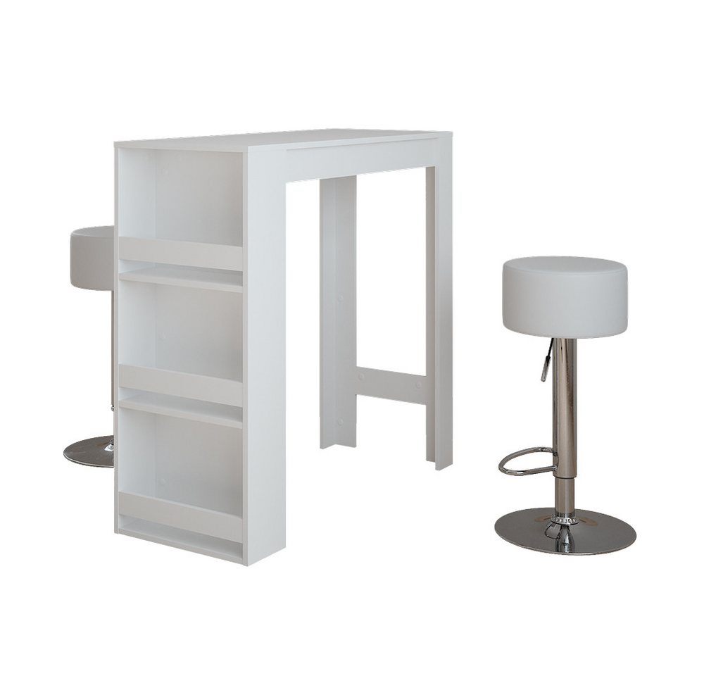 Vicco Bartisch Repose, Weiß, 45 x 110 cm mit 2 Barhockern von Vicco