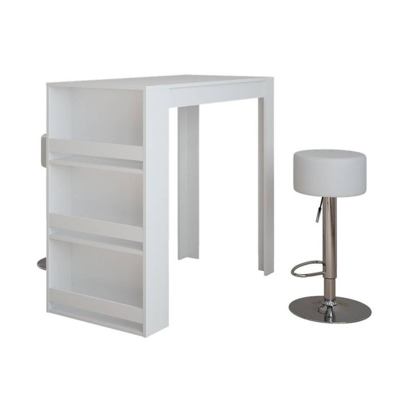 Vicco Bartisch Repose, Weiß, 57 x 117 cm mit 2 Barhockern von Vicco