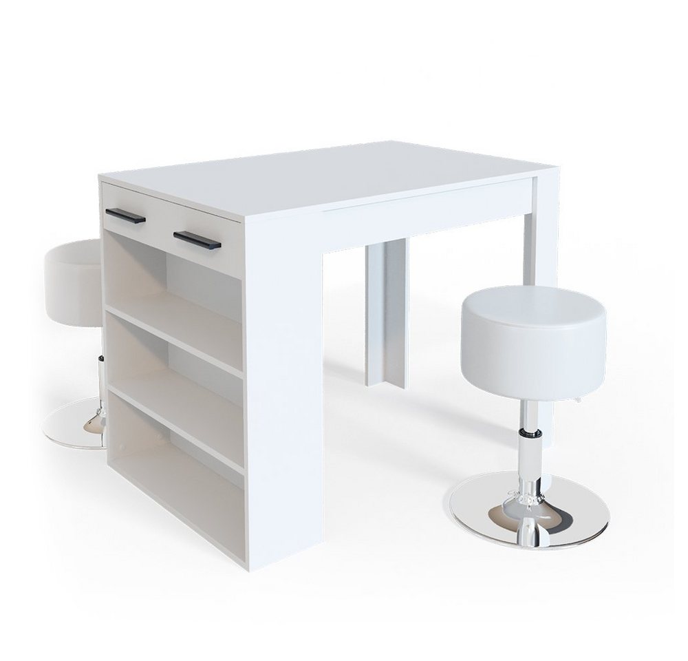 Vicco Bartisch Repose, Weiß, 67 x 100 cm mit 2 Hockern Vicco Bartisch Repose, Weiß, 67 x 100 cm mit 2 Hockern von Vicco