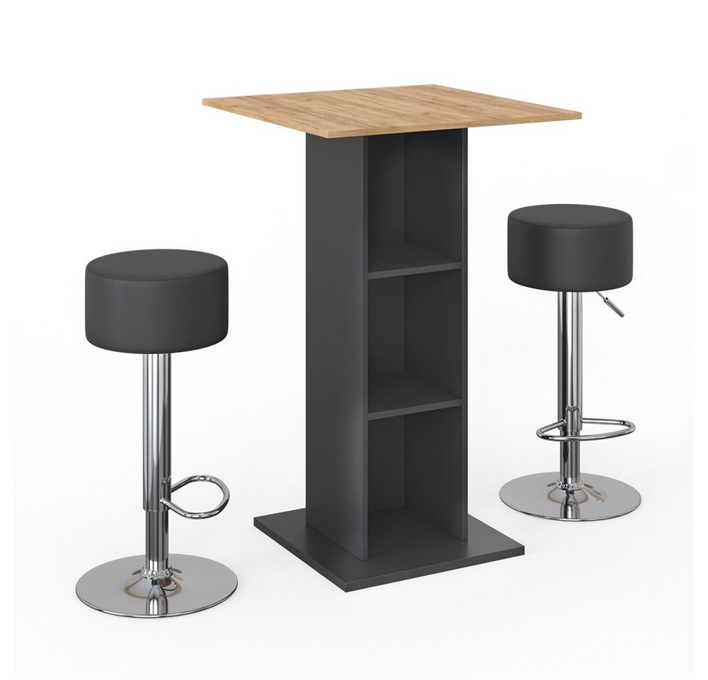 Vicco Bartisch Rodeo, Anthrazit/Goldkraft Eiche, 70 x 70 cm mit 2 Barhockern Vicco Bartisch Rodeo, Anthrazit/Goldkraft Eiche, 70 x 70 cm mit 2 Barhockern von Vicco