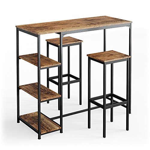 Vicco Bartisch-Set Fyrk, Eiche rustikal/Schwarz, 120 x 50 cm mit Regalen und 2 Barhockern Vicco Bartisch-Set Fyrk, Eiche rustikal/Schwarz, 120 x 50 cm mit Regalen und 2 Barhockern von Vicco