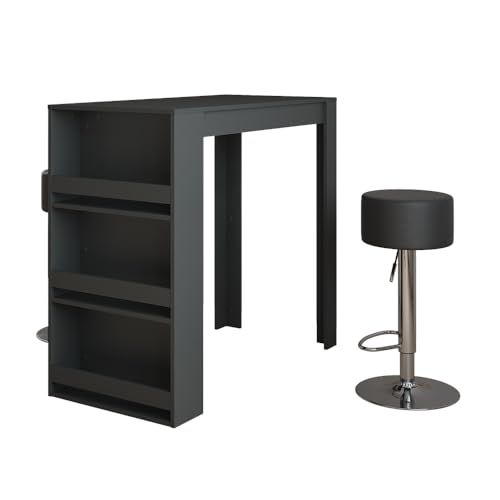 Vicco Bartisch-Set Repose, Anthrazit, 57 x 117 cm mit 2 Barhockern Vicco Bartisch-Set Repose, Anthrazit, 57 x 117 cm mit 2 Barhockern von Vicco