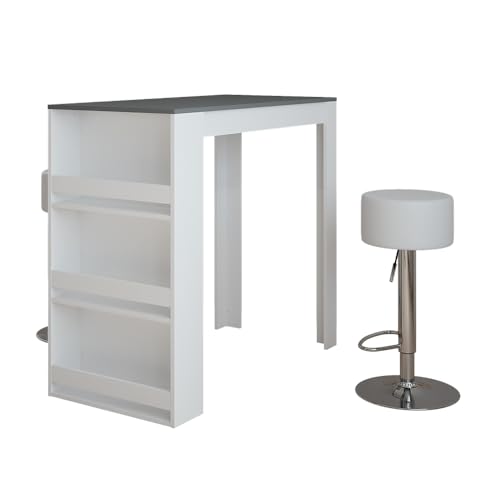 Vicco Bartisch-Set Repose, Weiß/Anthrazit, 57 x 117 cm mit 2 Barhockern Vicco Bartisch-Set Repose, Weiß/Anthrazit, 57 x 117 cm mit 2 Barhockern von Vicco