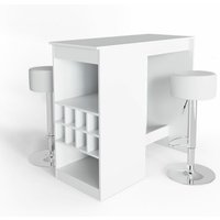 Vicco - Bartisch-Set Ross, Weiß, 115 x 50 cm mit 2 Barhockern von Vicco