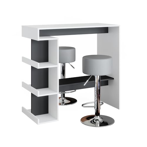 Vicco Bartisch-Set Dana, Bartresen und Hocker, Weiß/Anthrazit, 108 x 50 cm mit 2 Barhockern Vicco Bartisch-Set Dana, Bartresen und Hocker, Weiß/Anthrazit, 108 x 50 cm mit 2 Barhockern von Vicco