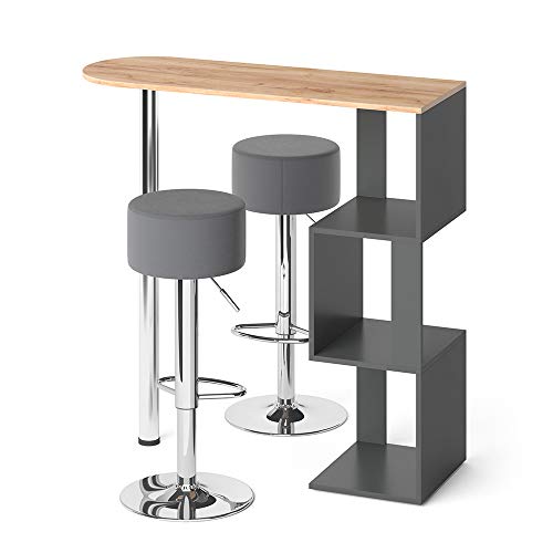 Vicco Bartisch-Set Vincent, Goldkraft Eiche/Anthrazit, 113 x 40 cm mit 2 Barhockern Vicco Bartisch-Set Vincent, Goldkraft Eiche/Anthrazit, 113 x 40 cm mit 2 Barhockern von Vicco