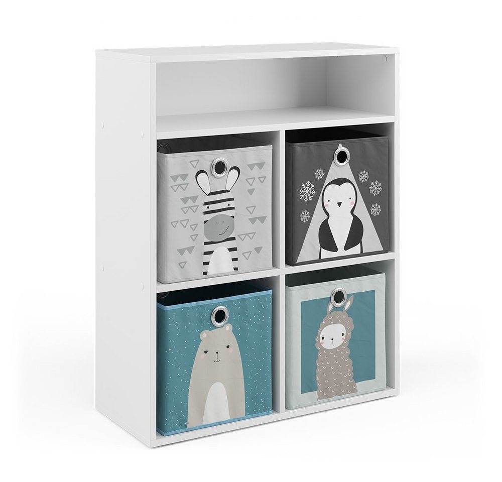 Vicco Bücherregal, Weiß, 72 x 90.2 cm mit 4 Faltboxen Vicco Bücherregal, Weiß, 72 x 90.2 cm mit 4 Faltboxen von Vicco