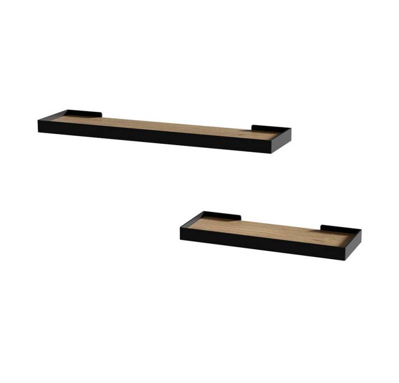 Vicco Bücherregal Erni, Schwarz/Eiche, 60 x 3 cm 2er-Set von Vicco
