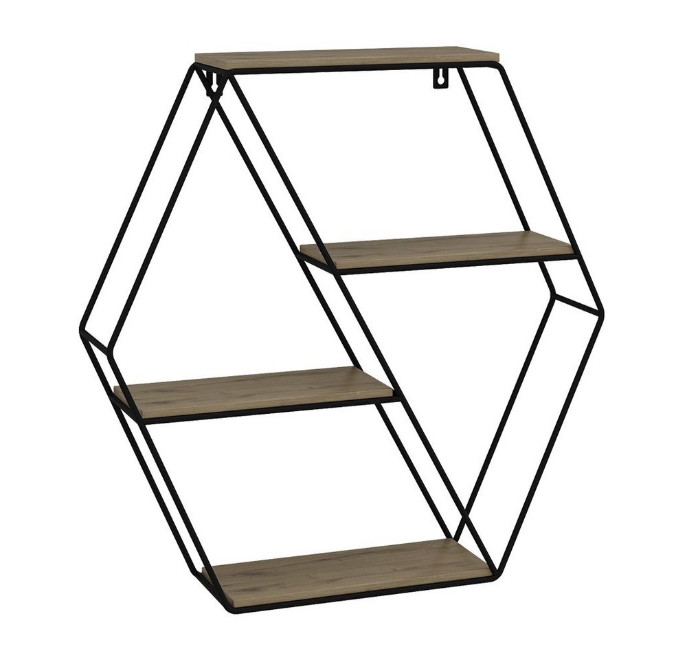 Vicco Bücherregal Fyrk, Eiche/Schwarz, 51 x 52 cm Eckform von Vicco