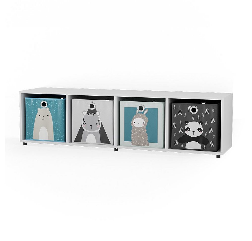 Vicco Bücherregal Ludus, Weiß, 144.5 x 35.7 cm mit 4 Faltboxen Vicco Bücherregal Ludus, Weiß, 144.5 x 35.7 cm mit 4 Faltboxen von Vicco