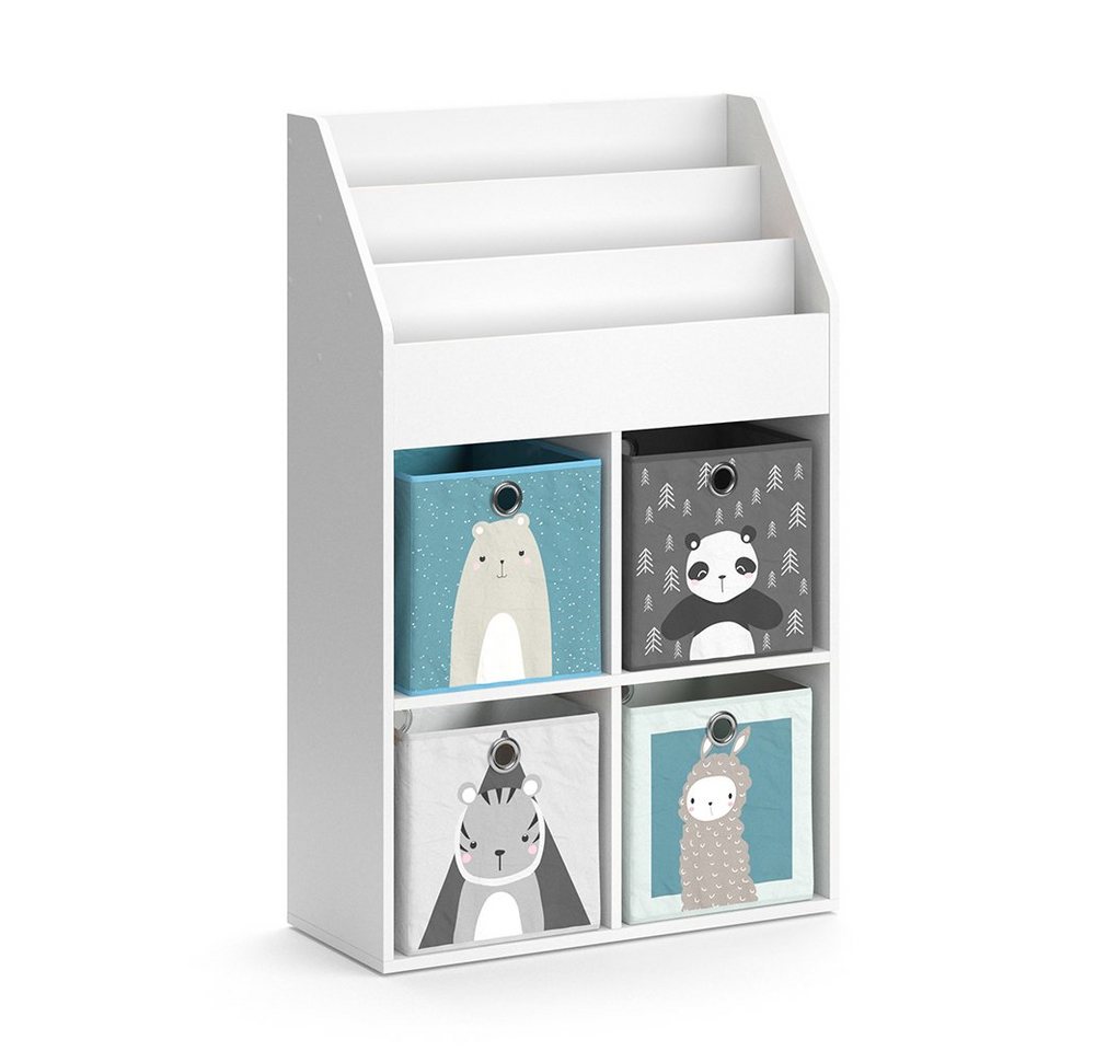 Vicco Bücherregal Luigi, Weiß, 72 x 114.2 cm mit 4 Faltboxen Vicco Bücherregal Luigi, Weiß, 72 x 114.2 cm mit 4 Faltboxen von Vicco
