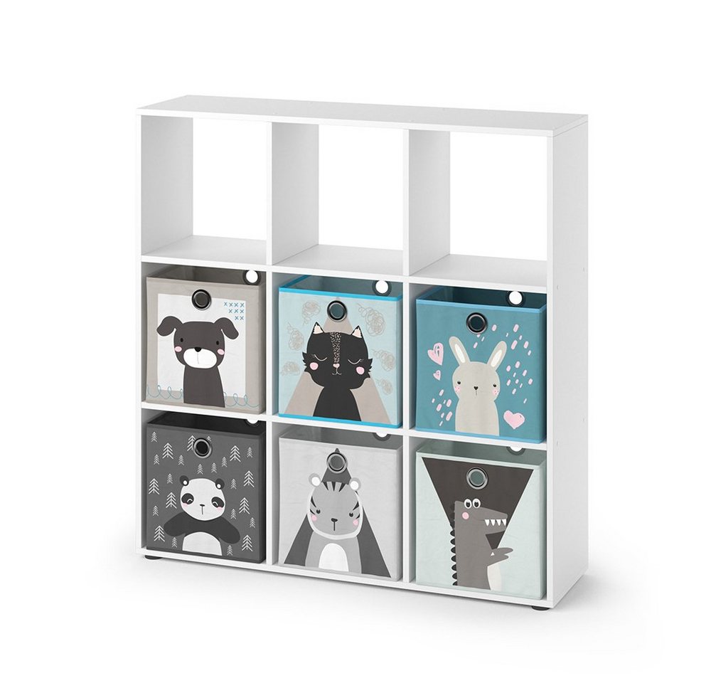Vicco Bücherregal Nove, Weiß, 104 x 108 cm mit 6 Faltboxen Vicco Bücherregal Nove, Weiß, 104 x 108 cm mit 6 Faltboxen von Vicco