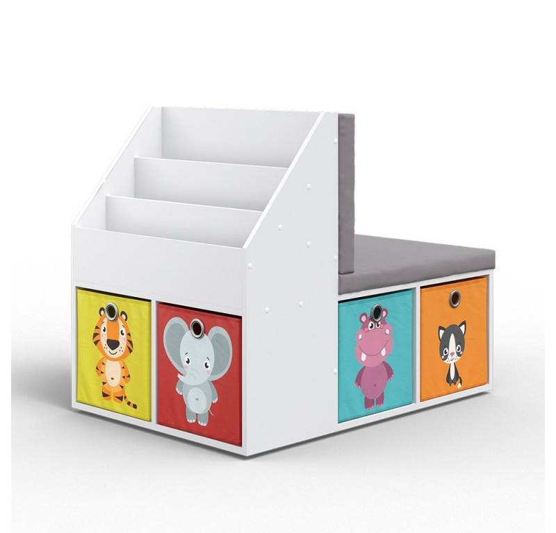 Vicco Bücherregal Onix, Weiß, 97.1 x 78.4 cm mit 6 Faltboxen opt.1 von Vicco