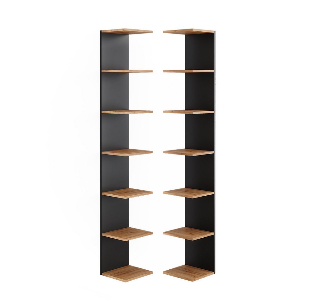 Vicco Bücherregal Paolo, Anthrazit/Goldkraft Eiche, 28 x 190 cm 2er Set von Vicco