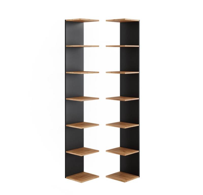 Vicco Bücherregal Paolo, Anthrazit/Goldkraft Eiche, 28 x 190 cm 2er Set von Vicco