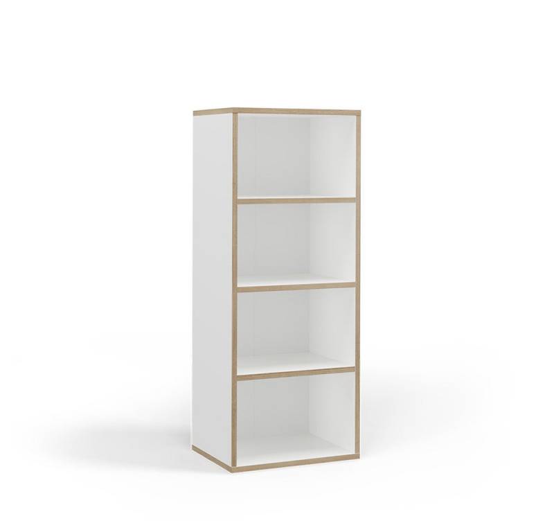 Vicco Bücherregal Tetrix, Weiß/Nordik, 40 x 100 cm mit 4 Fächern von Vicco
