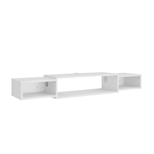 Vicco TV-Schrank Nordic, Fernsehtisch, Weiß, 139.7 x 20.3 cm mit offenen Regalen von Vicco