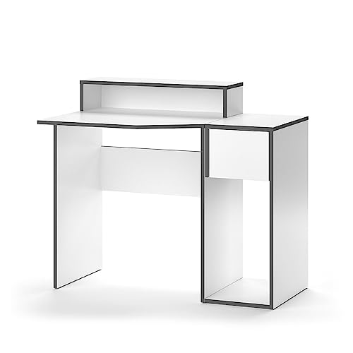 Vicco Gaming Tisch Kron, Weiß/Grau, 70 x 60 cm mit Schrank von Vicco