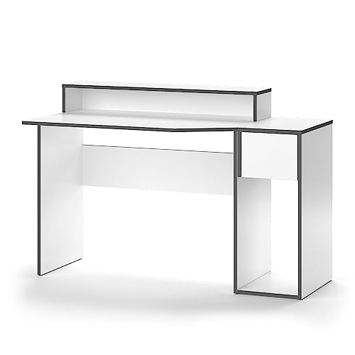 Vicco Gaming Tisch Kron, Weiß/Grau, 130 x 60 cm von Vicco