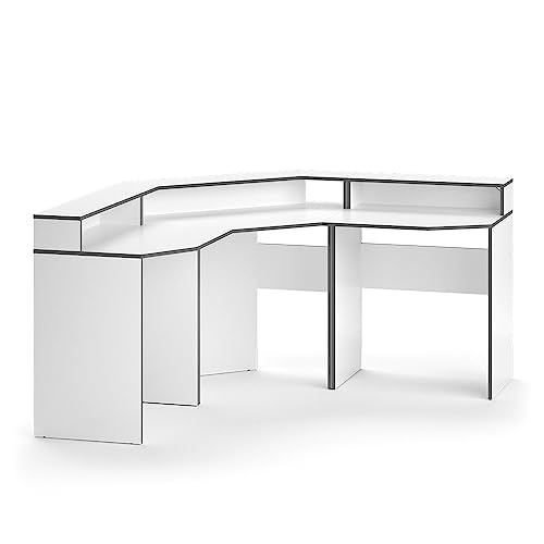 Vicco Gaming Tisch Kron, Weiß/Grau, 90 x 90 cm von Vicco