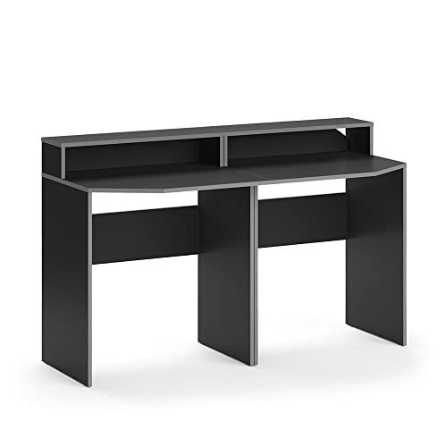 Vicco Gaming Tisch Kron, Grau/Schwarz, 140 x 60 cm von Vicco
