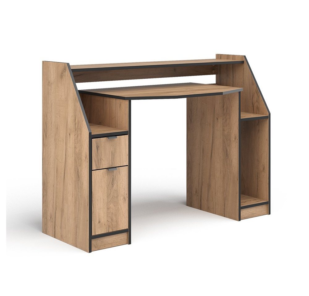 Vicco Computertisch Joel, Goldkraft Eiche/Schwarz, 123.2 x 45cm mit 1 Schublade und 1 Tür Vicco Computertisch Joel, Goldkraft Eiche/Schwarz, 123.2 x 45cm mit 1 Schublade und 1 Tür von Vicco
