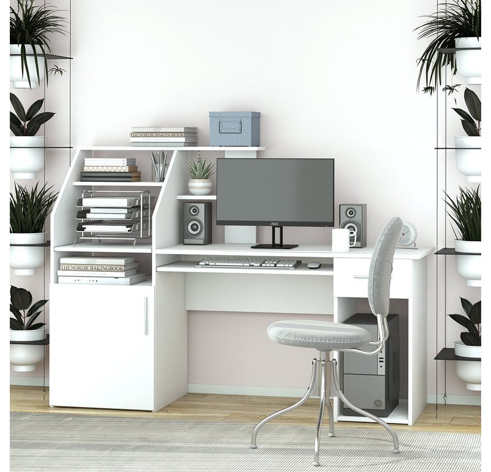 Vicco Computertisch Schreibtisch Arbeitstisch EDWIN Weiß von Vicco