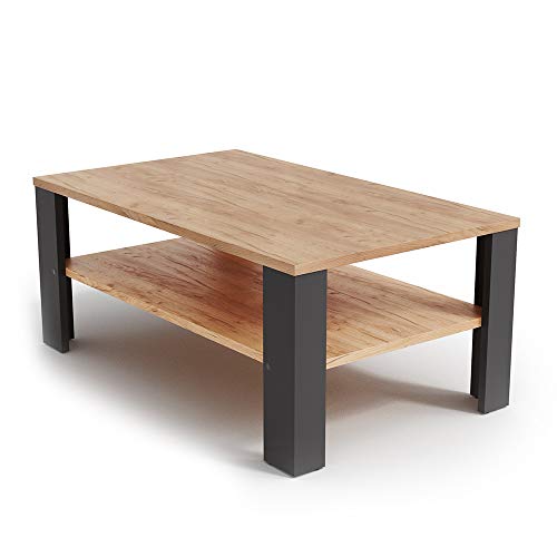 Vicco Couchtisch, Couchtisch mit der Ablage, Anthrazit/Sandeiche, 100 x 60 cm von Vicco