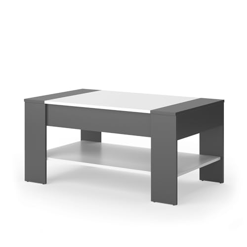 Vicco Couchtisch August, Anthrazit/Weiß, 99.6 x 58.8 cm mit Schublade von Vicco