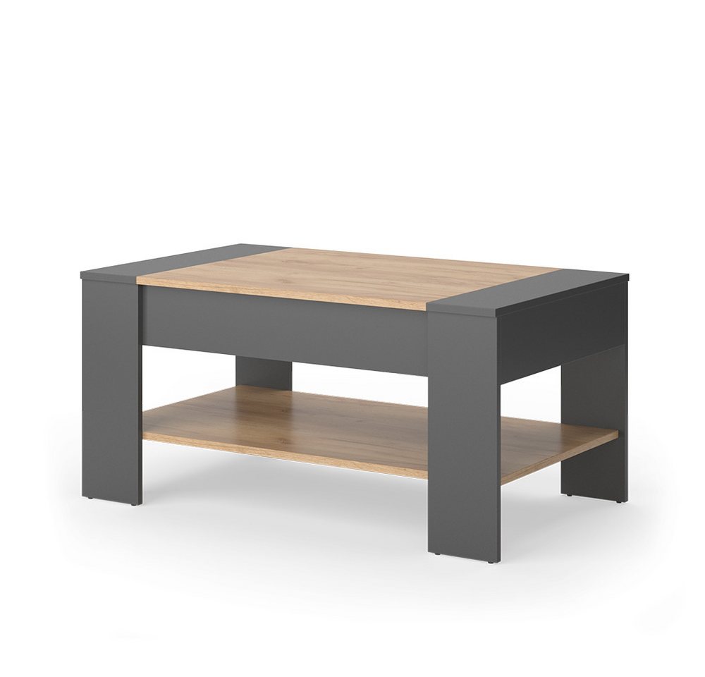 Vicco Couchtisch August, Goldkraft Eiche/Anthrazit, 99.6 x 58.8 cm mit Schublade von Vicco