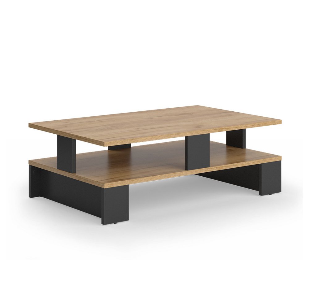 Vicco Couchtisch Belina, Goldkraft Eiche/Anthrazit, 80 x 50 cm mit zwei Ebenen von Vicco