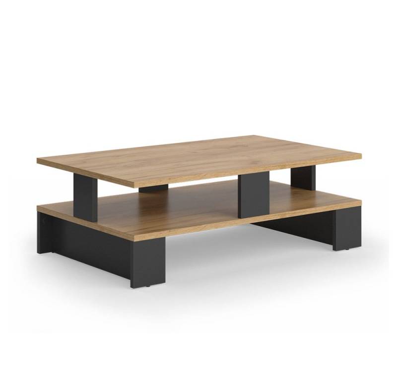 Vicco Couchtisch Belina, Goldkraft Eiche/Anthrazit, 80 x 50 cm mit zwei Ebenen von Vicco