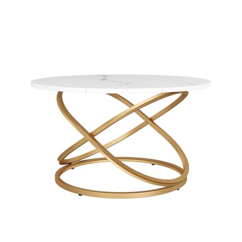 Vicco Couchtisch Calgary, Weiß/Gold, 79.5 x 62 cm mit große Arbeitsfläche von Vicco